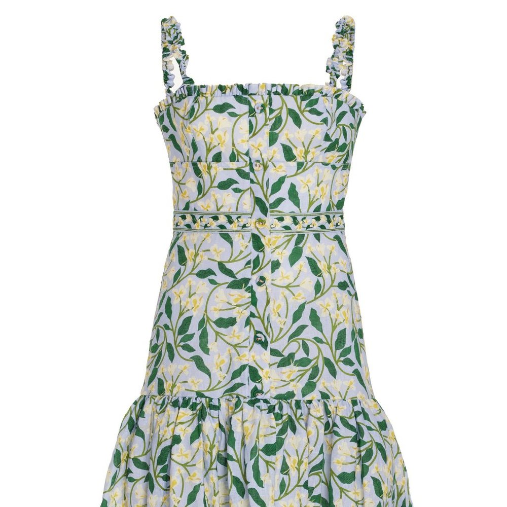 NWT Agua by Agua Bendita Nispero Floral Linen Midi Dress Size Small